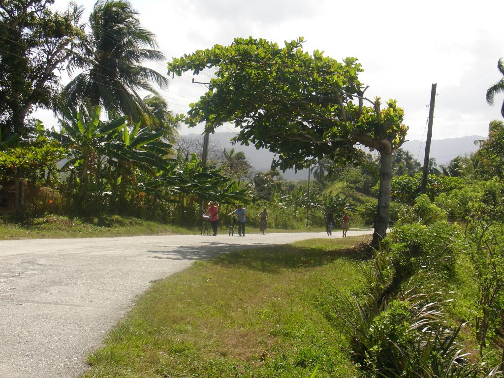 Bergauf schieben viele Kubaner ihr Fahrrad, weil die meisten Räder keine Schaltung haben. Wenn sie mal eine hatten, ist sie meistens ausgebaut, weil es keien Ersatzteile gibt.